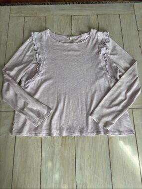 Eri & Ali Anthropologie Lavender Ruffle Long Sleeve Tee Shirt XL